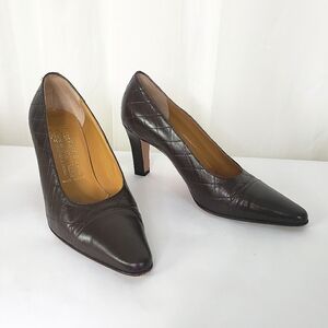 Volpato Confort Capretto brown leather quilted pump size 38.5